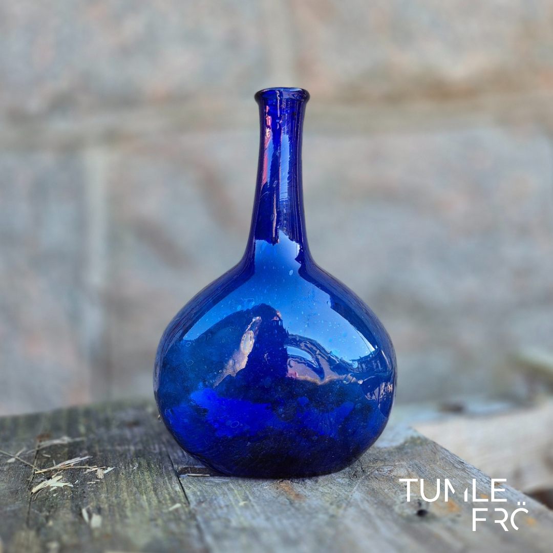 Munblåst Glasflaska Blå