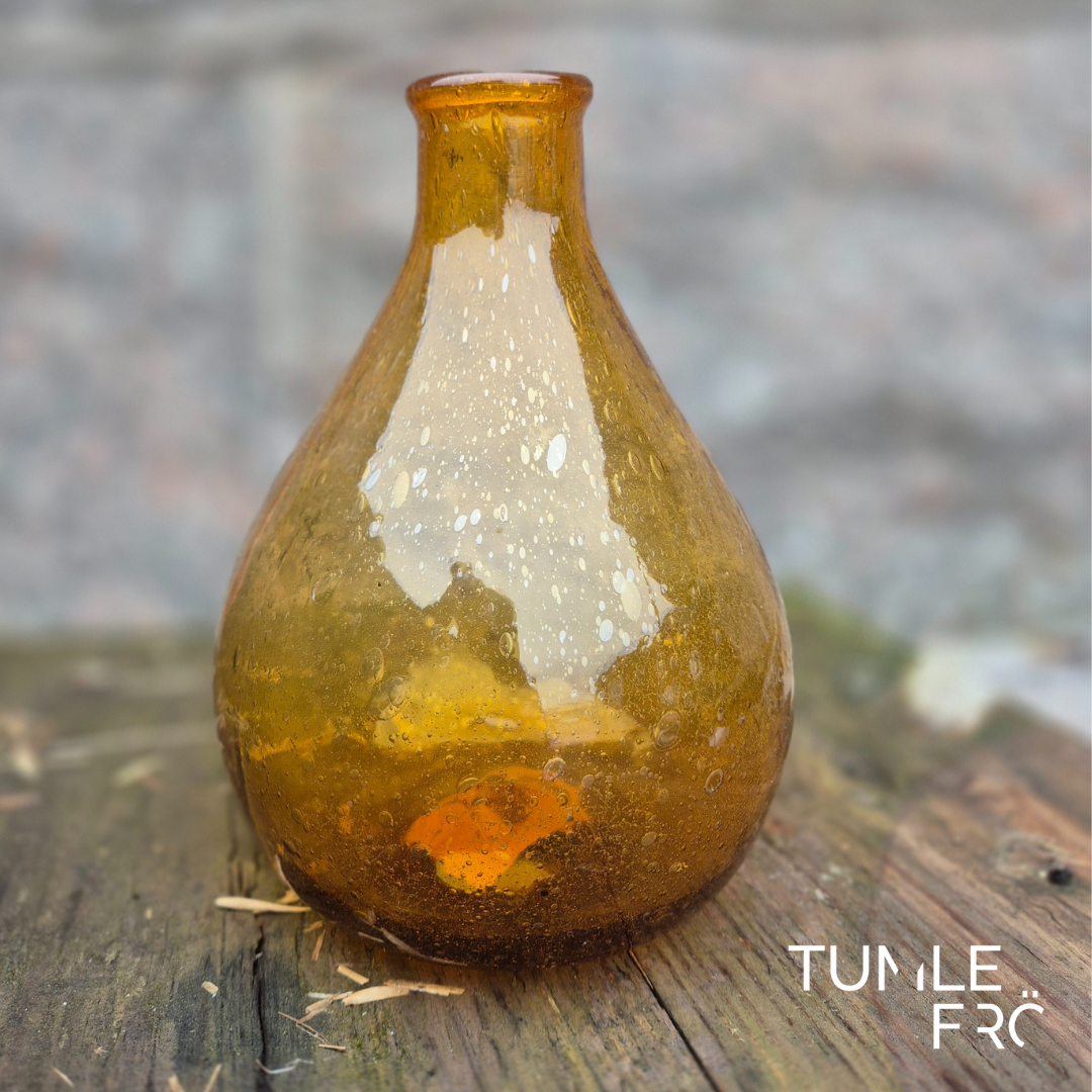 Munblåst Glasflaska Brun Rund